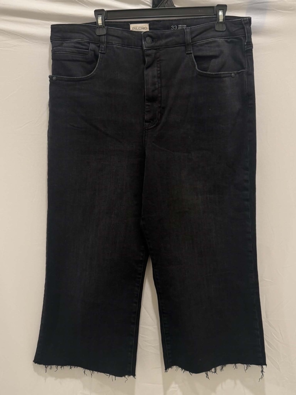 Pilcro Anthropologie Women's Black Relaxed Wide Leg Cropped Jeans Size 33